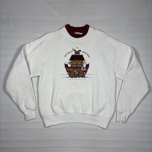 VTG Whim Z Noah's Ark Christian Embroidred Grandma Sweatshirt Womens Med